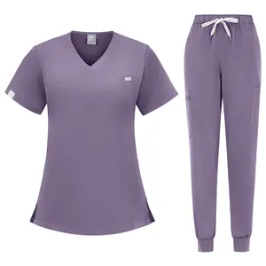 Nurse Work Uniform Scrub Sets Beauty Salon Medical Clothing Sweat-Absorbing Heat-Relieving Polyester Unisex