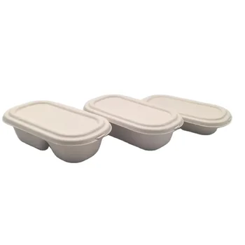 100% Compostable Sugarcane Container TakeOut disposable lunch Food Containers fast food box with lid