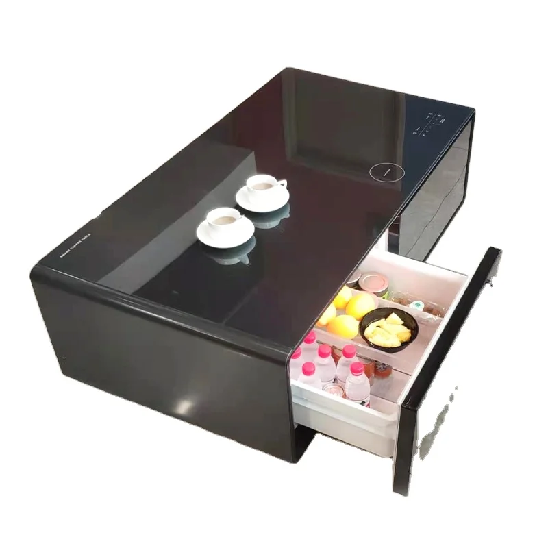 TB135 Smart Coffee Table with Cooling Drawers Wireless Charging Speakers LED Light Fridge Coffee Table