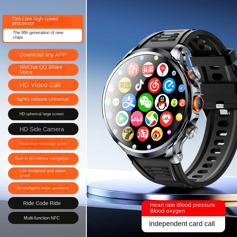 2025 New Arrival H18 Android Smart Watch with AMOLED Display GSM 4G WiFi  GPS HD Camera Video Call NFC 3+32GB 1100MAH Battery