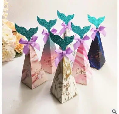 50×Mermaid Candy Boxes Little Mermaid Party Supplies Theme Mermaid DIY Gift Box 