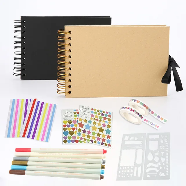 A5 21.5*15cm Scrapbook Set  Diary Memory Paper Gift Set for Kids Scrapbook Kit with Sticker & Washi Tape Photo Album Kit