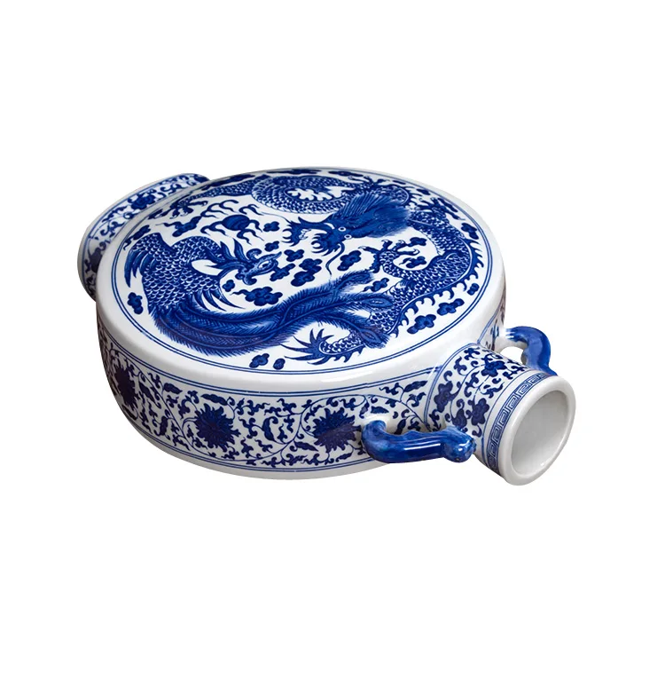 中国 青花 花卉文 双象耳瓶 N R5790B 中国 青花 花卉文 双象