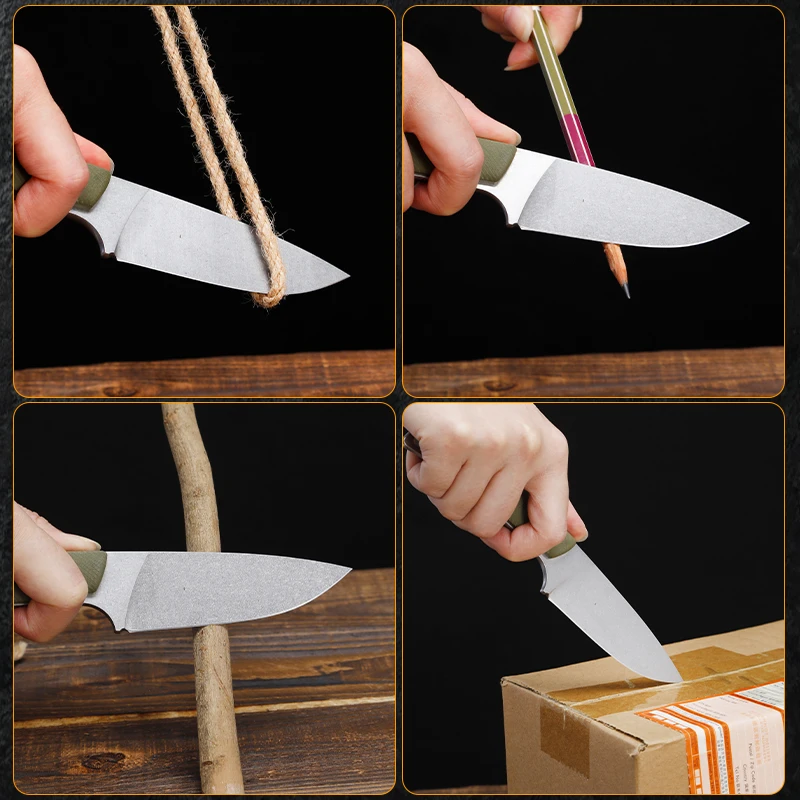 Factory Directly Premium Quality Natural Wood Handle Outdoor Fixing Knife  Camping Folding Knives with Rope Cutting