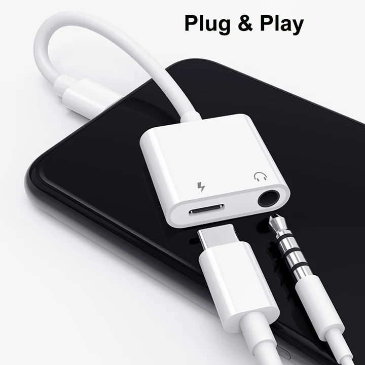 UNIEAN Wholesale 2 in 1 Splitter Headphones Jack Adapter USB Type C Adapter USB-C to 3.5mm Aux Audio and Charge