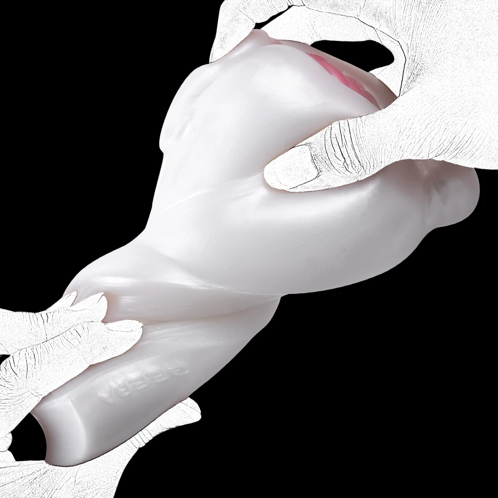 GEEBA Dual Channel Male Masturbator Cup Fantasy Pig Vagina Anal for Men Penis Stroker Sex Toys Artificial Vaginal Pocket Pussy