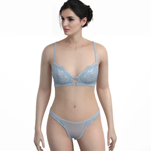 Hot Sexy Women's Nylon Lingerie Set Breathable Mesh Underwear With Seamless Push-Up Wholesale Supply Thin Bra and Panty Set