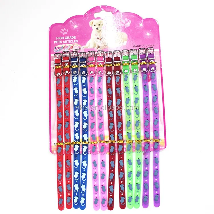 Wholesale Grooming TPR Rubber Cat Collar With Mouse Print