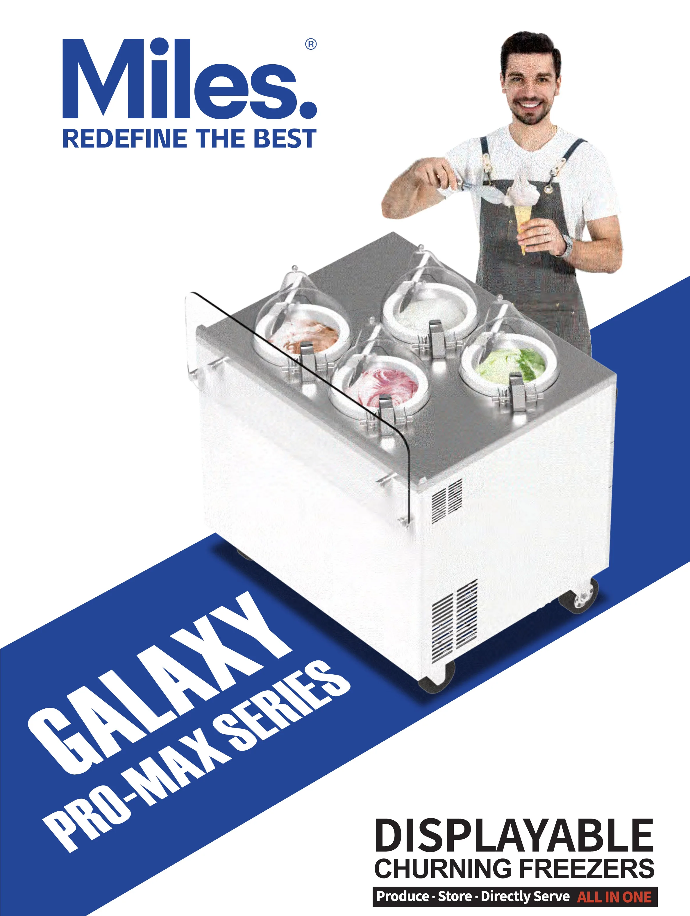 Miles Galaxy PRO V4 Ice Cream Machine - 4 Flavors, 40L/H Capacity