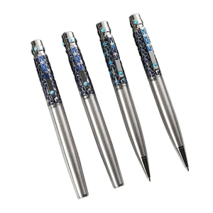 Corporation Gift-Exquisite 1.0mm Black Business Metal Ballpoint Pen Promotional Advertising Laser Engraved Logo 0.7mm Writing