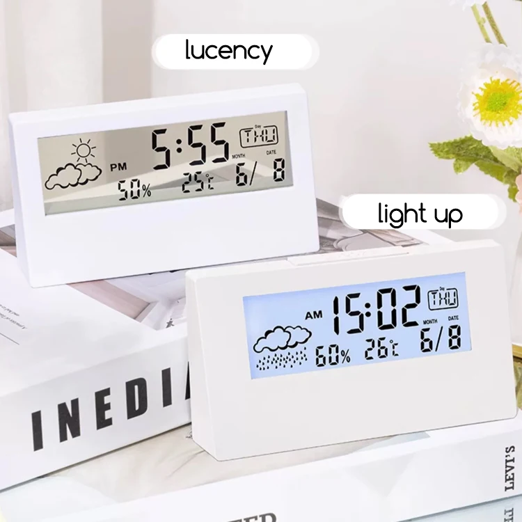 2024 LCD Electronic Clock Hygrometer Transparent for Home and Office Nice Electronic Digital Display Multi-function Alarm Cl