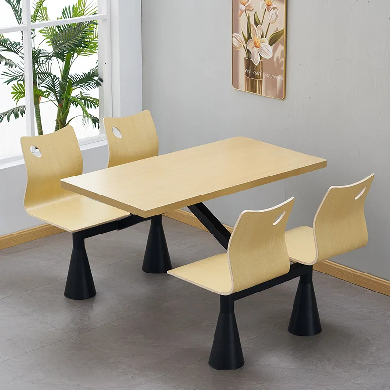 Factory Wholesale Canteen Table with 4 People Seater Panel Sheet Plywood Chair for Cafeteria Table Set with Chairs