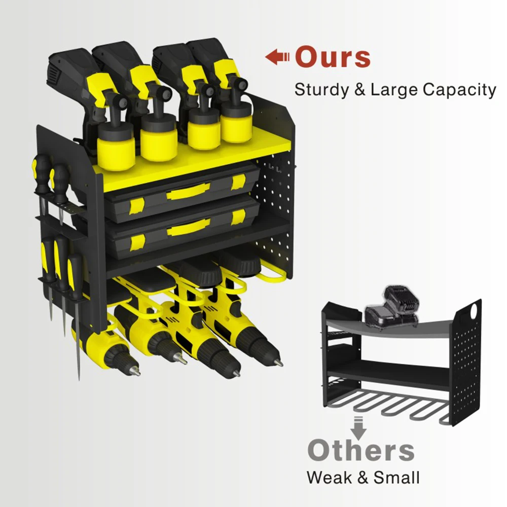 Factory Metal Garage Organization Drill Holder Wall Mount Tool Storage