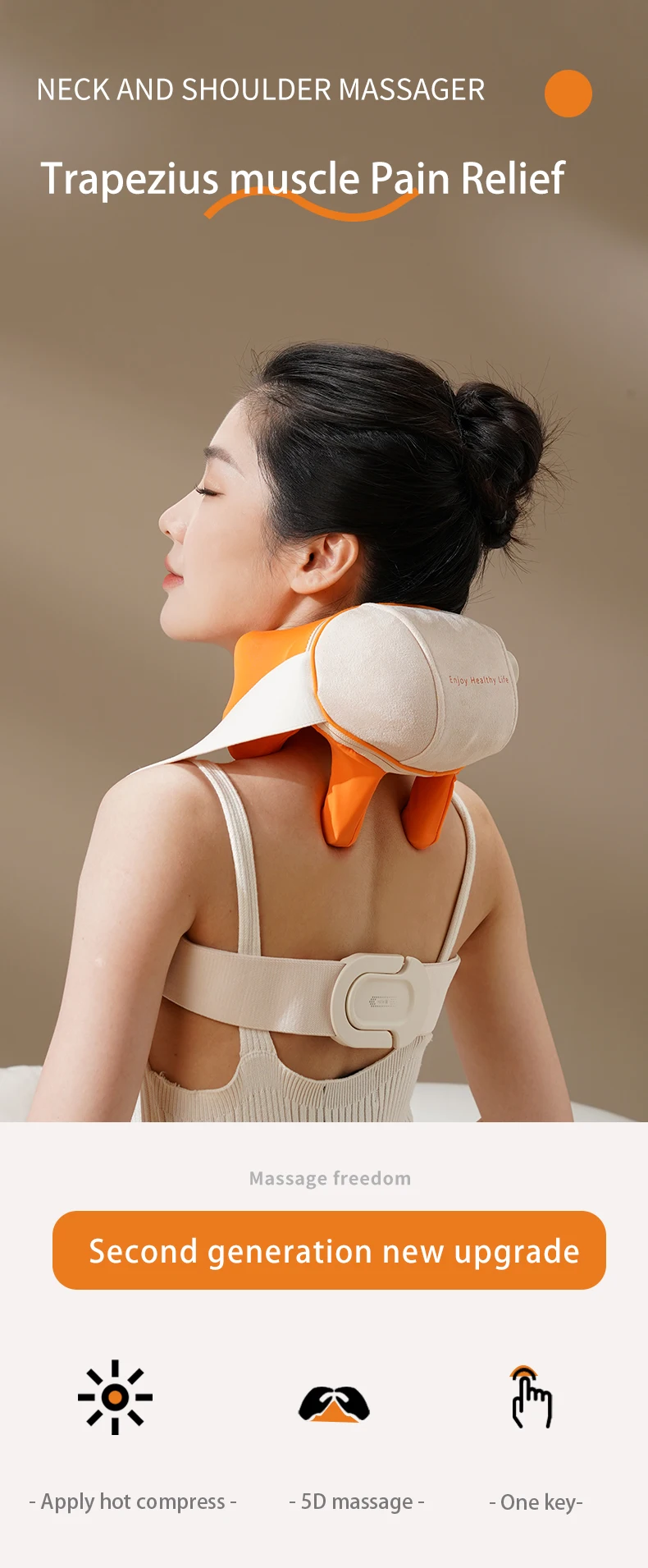 2025 Latest Multifunctional Shiatsu Electric Neck and Shoulder Massager Body Heat Pain Care Product Targeted for Comfort Relax