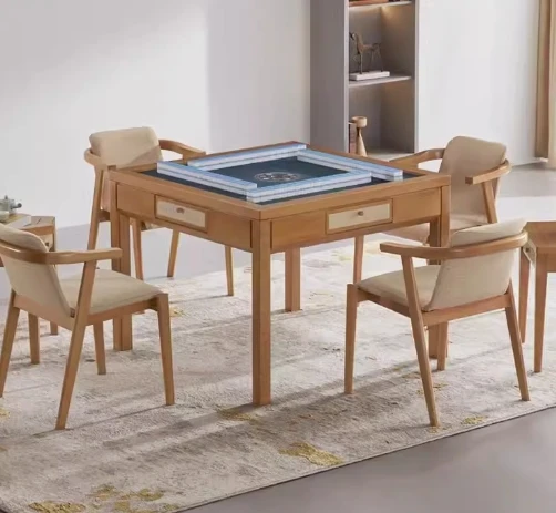 Полностью автоматическая машина для Маджонга из цельного дерева высококачественный обеденный стол двойного назначения