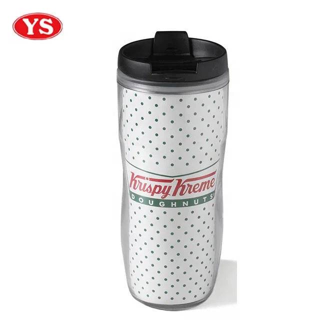350ml Double Wall Custom Plastic Drinking Coffee Tumbler with Leak Proof Lid