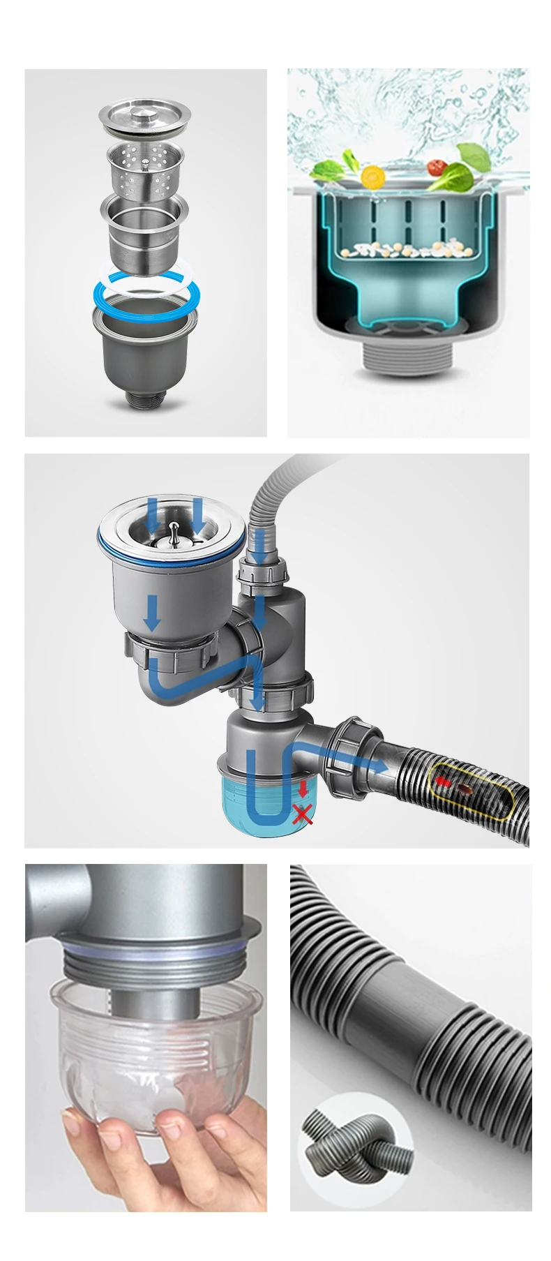 product factory made single bowl sink drainers with basket filters save space and support customization-2