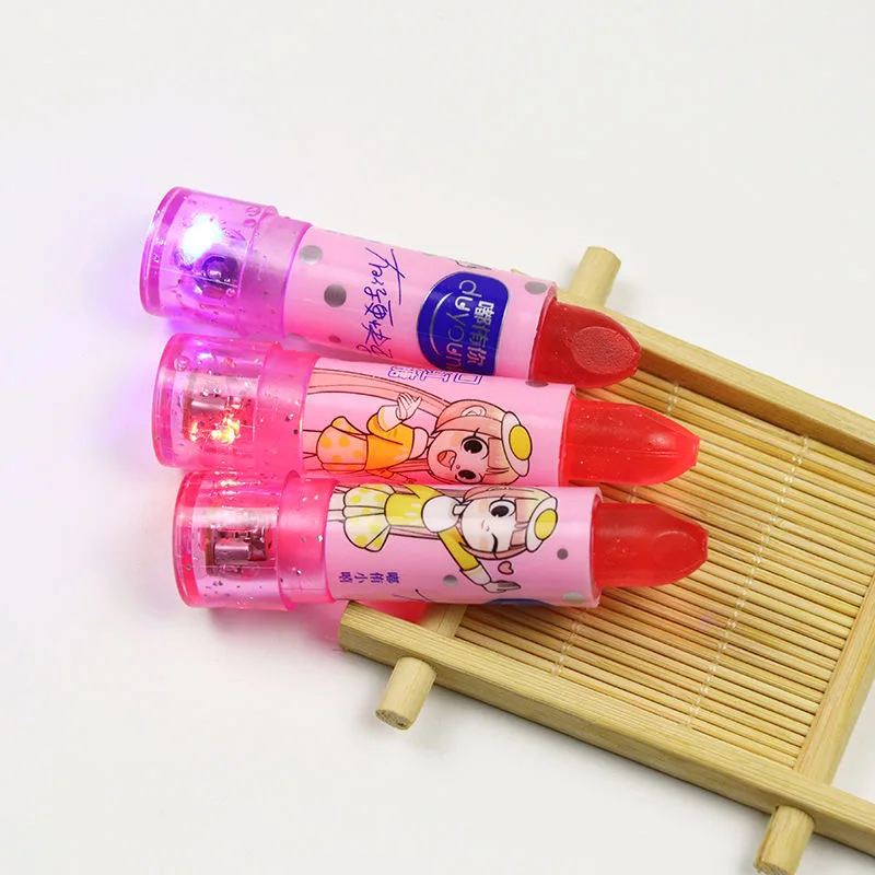 Private Label Halal Crazy Lighting Lipstick Fruit Flavor Candy Toy Hard Lollipop Sweets