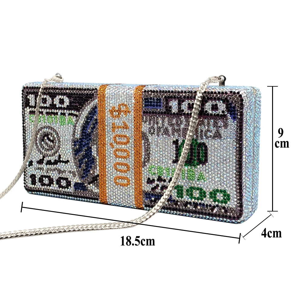 Women Crystal Money Usd Bags Dollar Design Luxury Diamond Evening