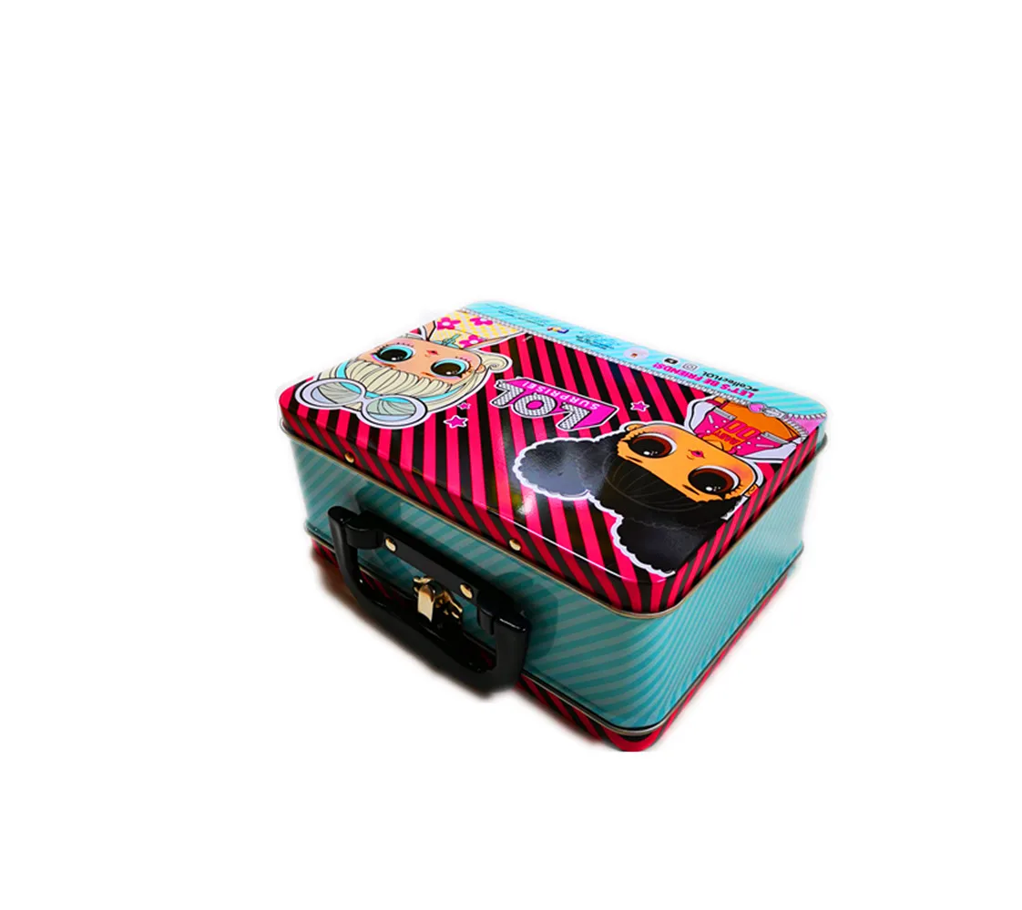 Cuboid shape metal piggy bank cartoon tin box cute character money tin gift box
