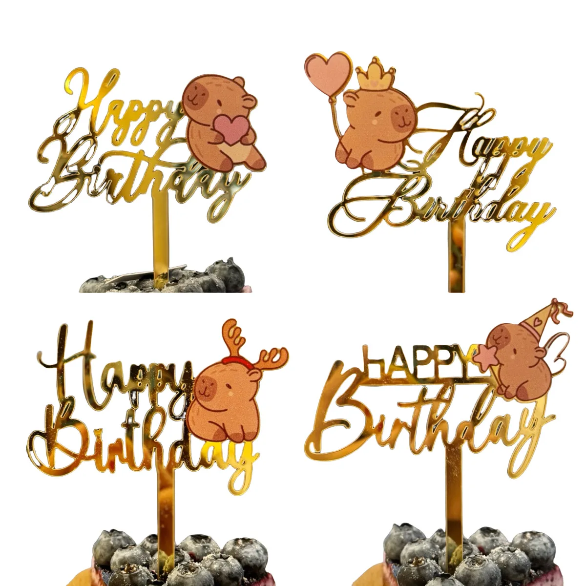 product acrylic printed cartoon birthday cake decoration capybara birthday cake topper party supplies-1