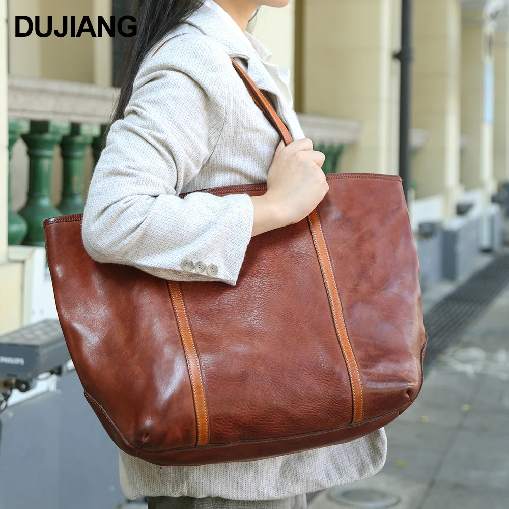 Sac Fourre-tout - TD® - Grand Sac Femme - Cuir Souple - Grande Capacité - Style Rétro - Bagagerie - Maroquinerie