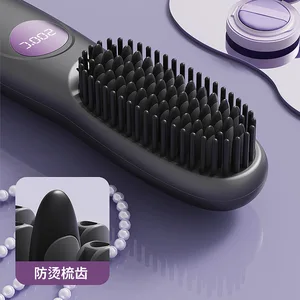 Cross-Border New Wireless Negative Ion Hair Comb High-Cranial Top Curling Iron USB Charging Straightener That Doesn't Hurt Hair
