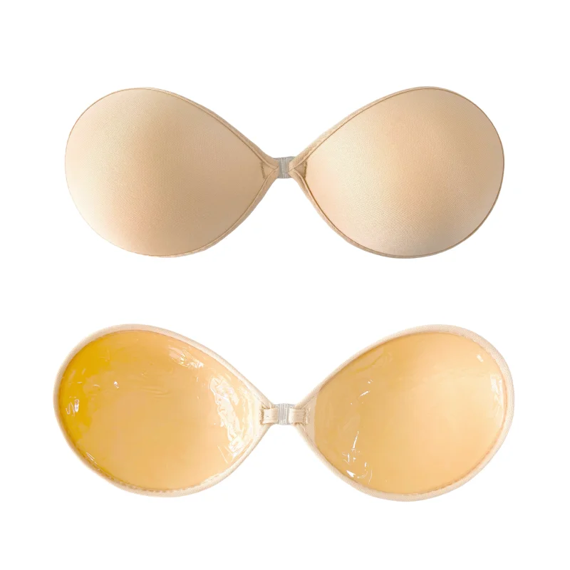 invisible bra for backless dress INSPIRE CHIC Women's Reusable Strapless Push-up Breathable Sticky Adhesive Bras Small Beige Invisible Adhesive Bra For Backless