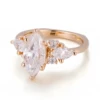 แหวนเพชรปลอมจากห้องปฏิบัติการทองคำสีเหลือง 14K