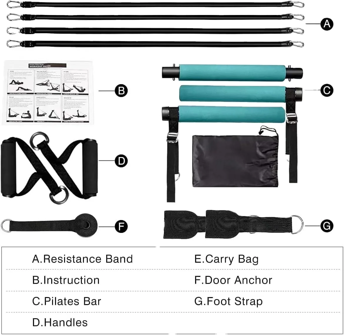 High Quality Fitness Pilates Bar Kit Portable Pilates Bar Kit With