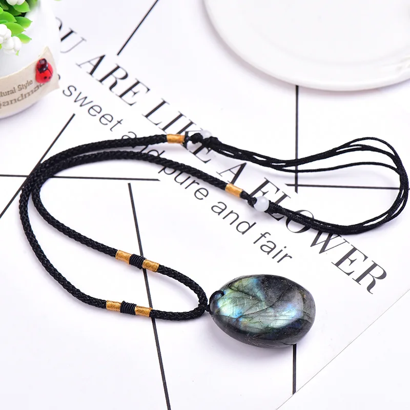Collana Uomo Donna Con Ciondolo In Labradorite Naturale Grezza – Pietra Curativa