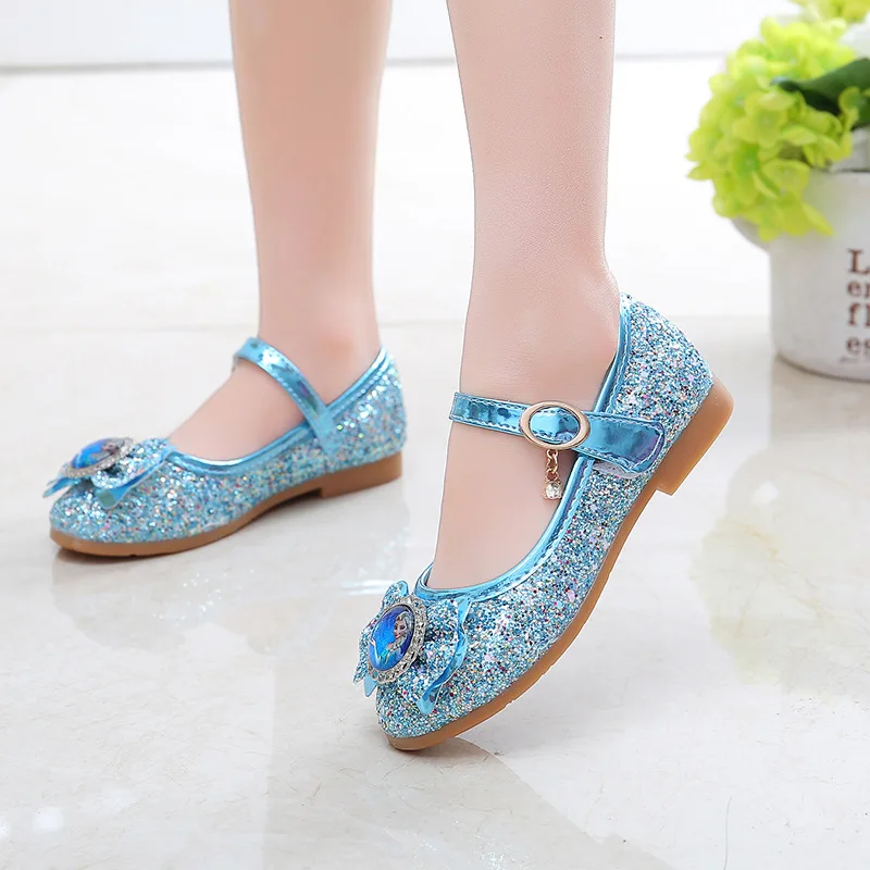 Новинка 2021, блестящие туфли принцессы с кристаллами, кожаная обувь для девочек, детские повседневные сандалии