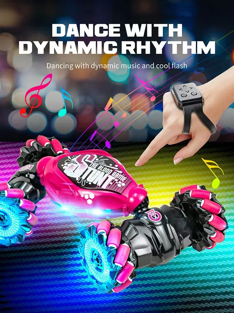 Kaili Rc Twist Car Kids 2.4G High Speed Drift Gesture Watch Remote Control Vehicle Toy Double Sided Stunt Rc Cars with Light