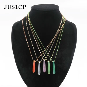 Personalized Fashion Wholesale Gem Stone Minimal Women Natural Stone Pendant Necklace Jewelry