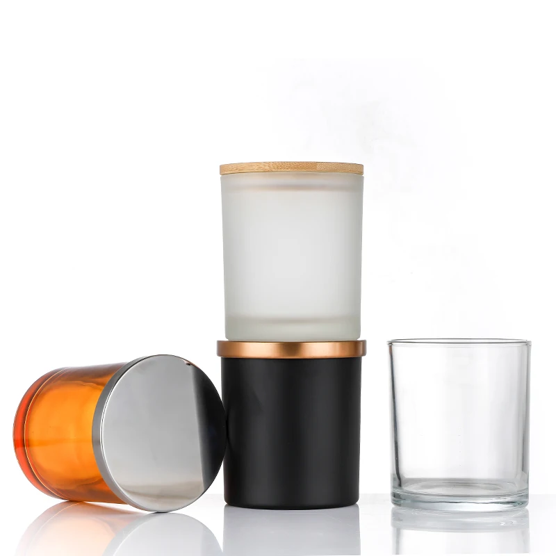 8oz 10oz 15oz Amber Black Clear White Candle Jar With Wooden Lid Empty ...