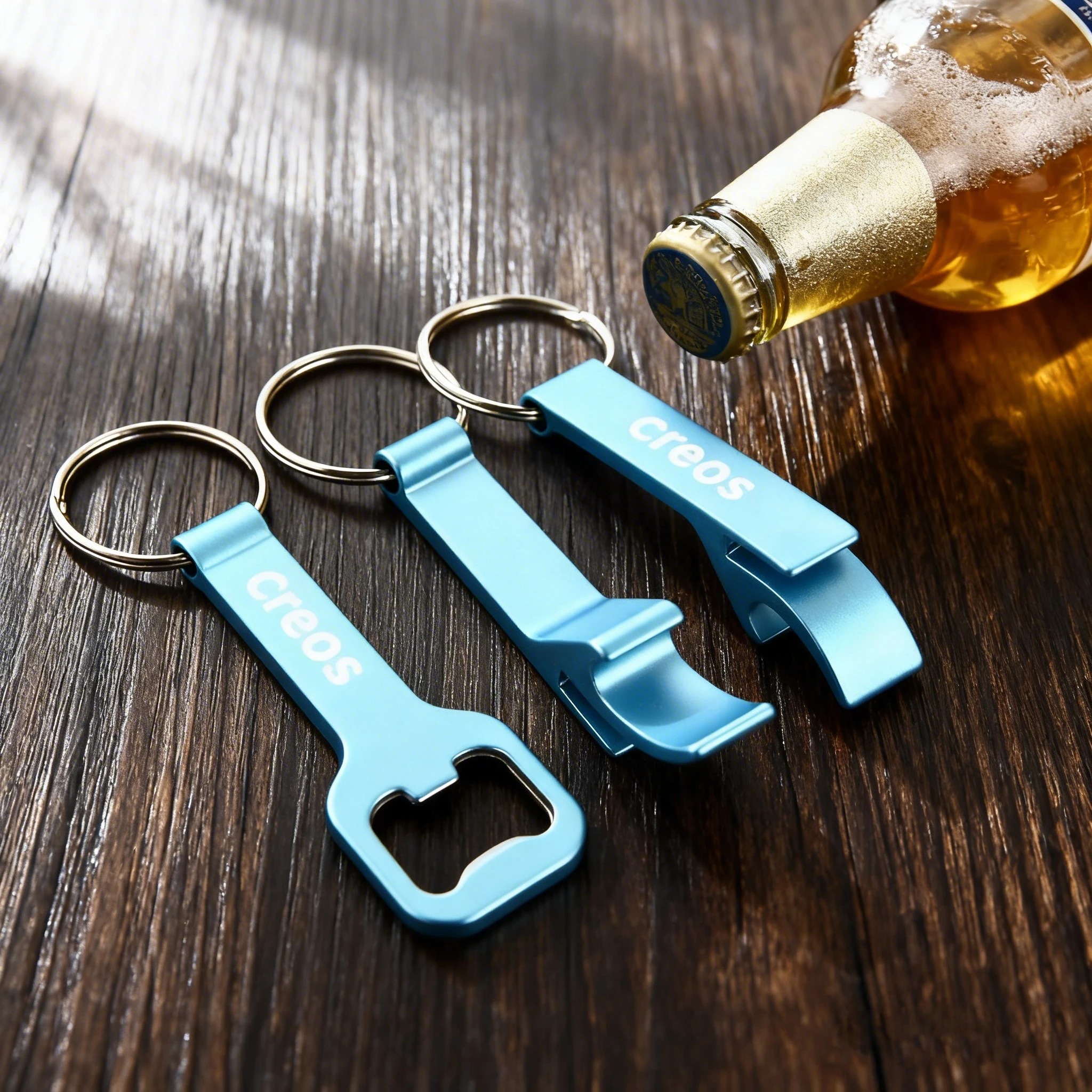 Lot de 24 Décapsuleurs en PU pour Porte-Clés Ouvre-Bouteilles en Acier