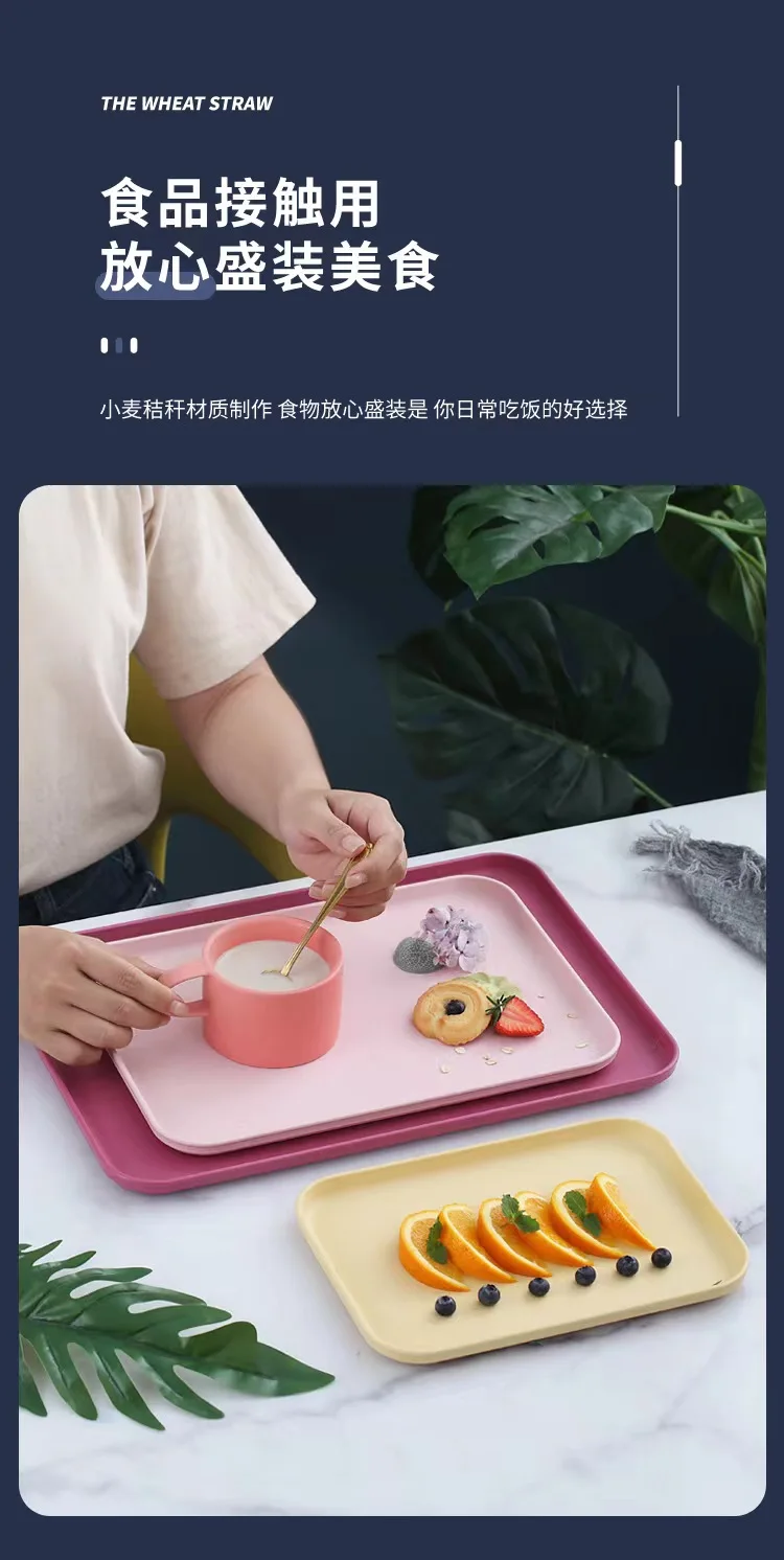 Wholesale Stackable Service Tray Decorativas Bandejas De Plastico Decor Cheap Plastic Bulk Food Bread Fruit Trays Serving
