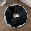 2 Black embroidered lace hair ties
