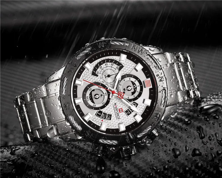 NAVIFORCE Original 9165 SW Janpan Movement Quartz Watches Luxury Stainless Steel Watch Male Waterproof Wrist Watch for Men