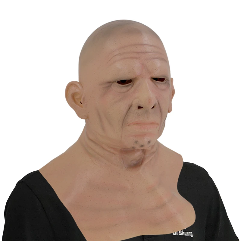 Custom Realistic Human Mask Latex Horror Bald Old Woman Mask with Wrinkle for Halloween Cosplay Adult Mask