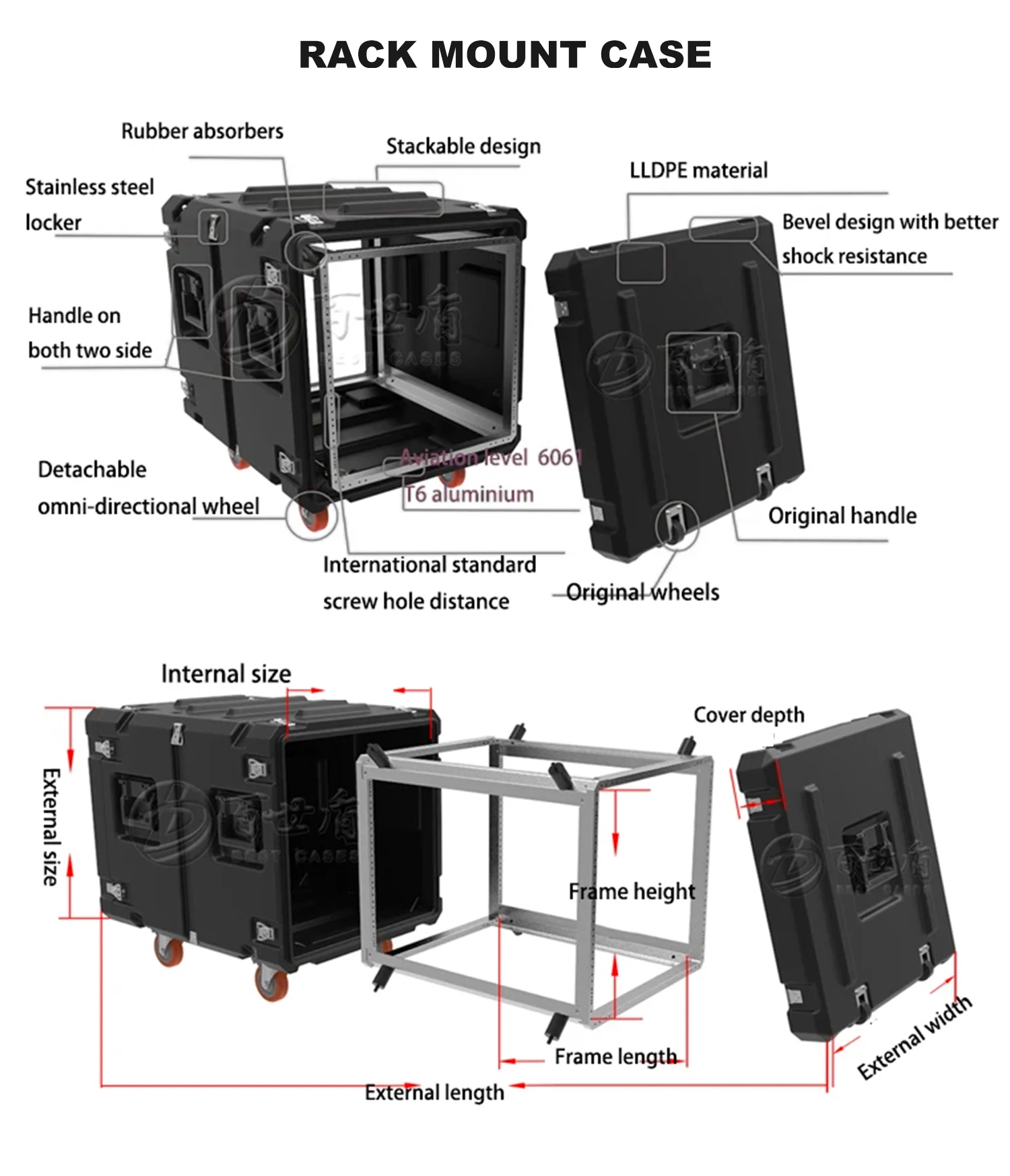 Customized IP65 Waterproof Amplifier Rack Flight Case with Shockproof ...