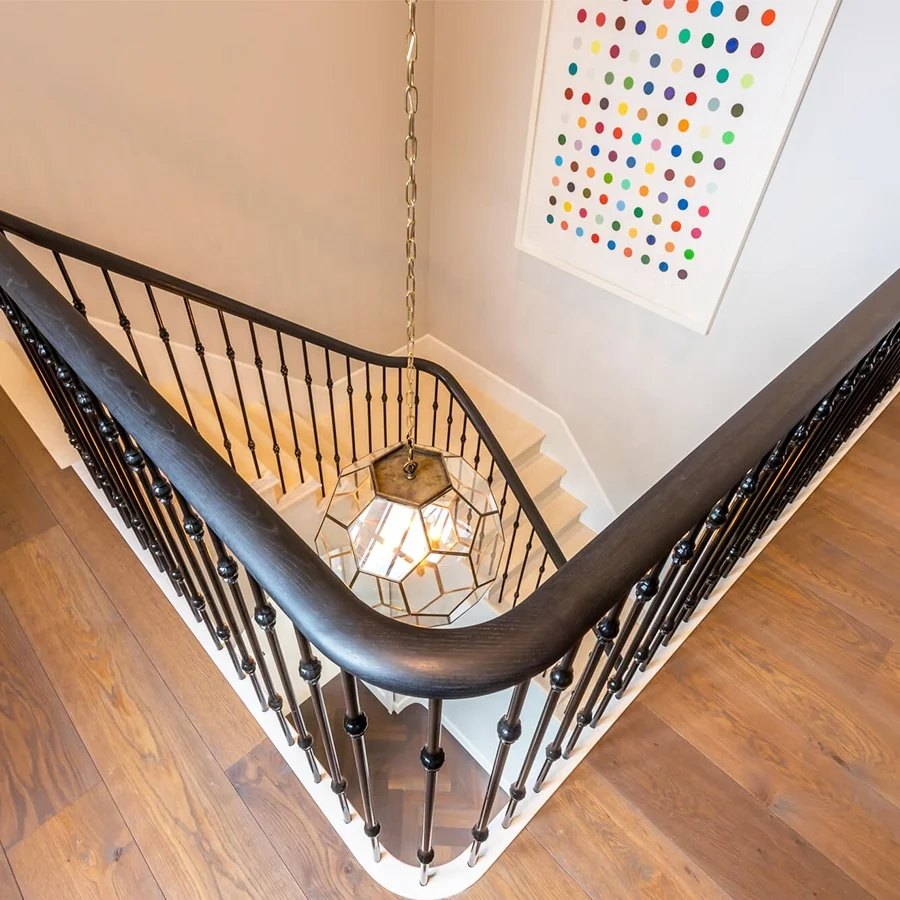 China GAOBO Staircase Factory Canada and USA Modern Style Stair Safety Floating Red Oak Stair Glass Balustrade Staircase Design