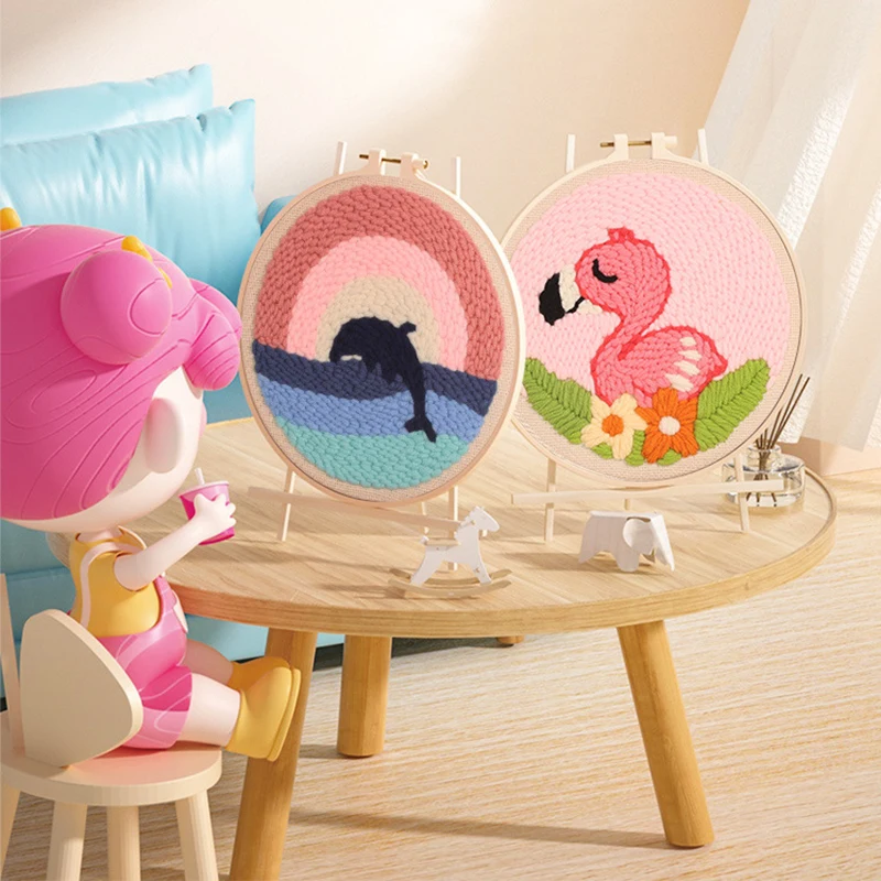 Punch Needle Coasters Kit Easy DIY Punch Needle Embroidery Kit for Beginners Adults Kids Including Patterns Art Craft Supplies