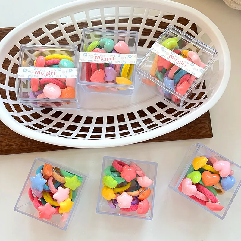 Colorful Candy Knocker Ball Hair Ties Bobbles 1box 10 Pieces Ponytail Holder with Balls for Kids