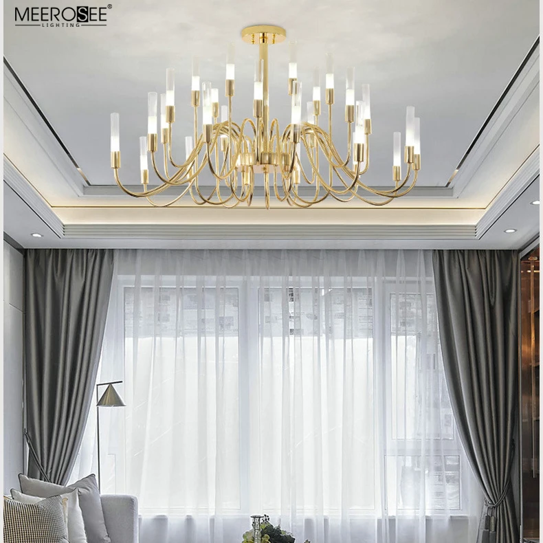 Meerosee Bamboo Light Chandeliers Gold Plated Iron Chandelier Lustres Modernes Contemporary Lighting MD86811