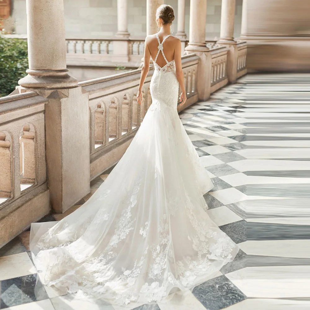 boho wedding dress 2025 High Neck Bohemian Wedding Dresses with Sleeves, Open Back VW1104 Viniodress
