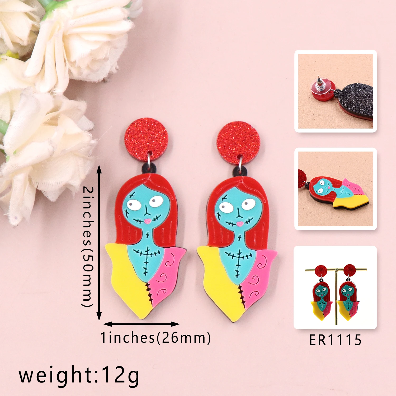 ERS445ER1115 Top fashion Promotion Nightmare Before Christmas Halloween Jack Tongue Cat Acrylic Earrings supplier