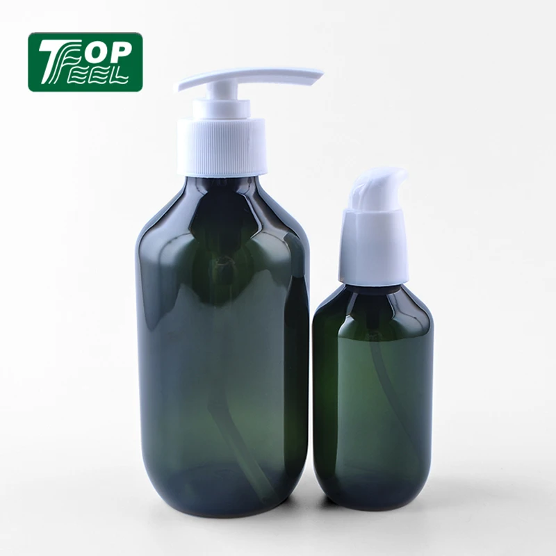 Custom Logo Empty 100ml 150ml 200ml 300ml 400ml 500ml Classy Round Amber Hotel Plastic Shampoo Bottle with Pump