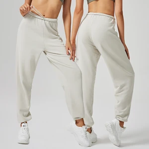 Custom OEM Winter Women's Eco-Friendly Nylon/Cotton Fleece Jogging Pants Loose Fit Breathable Four-Way Stretch Active Bottoms