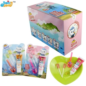 New Product Funny Toothbrush Lollipop and Toothpaste Fruit Jam Candy With Whistle Toy